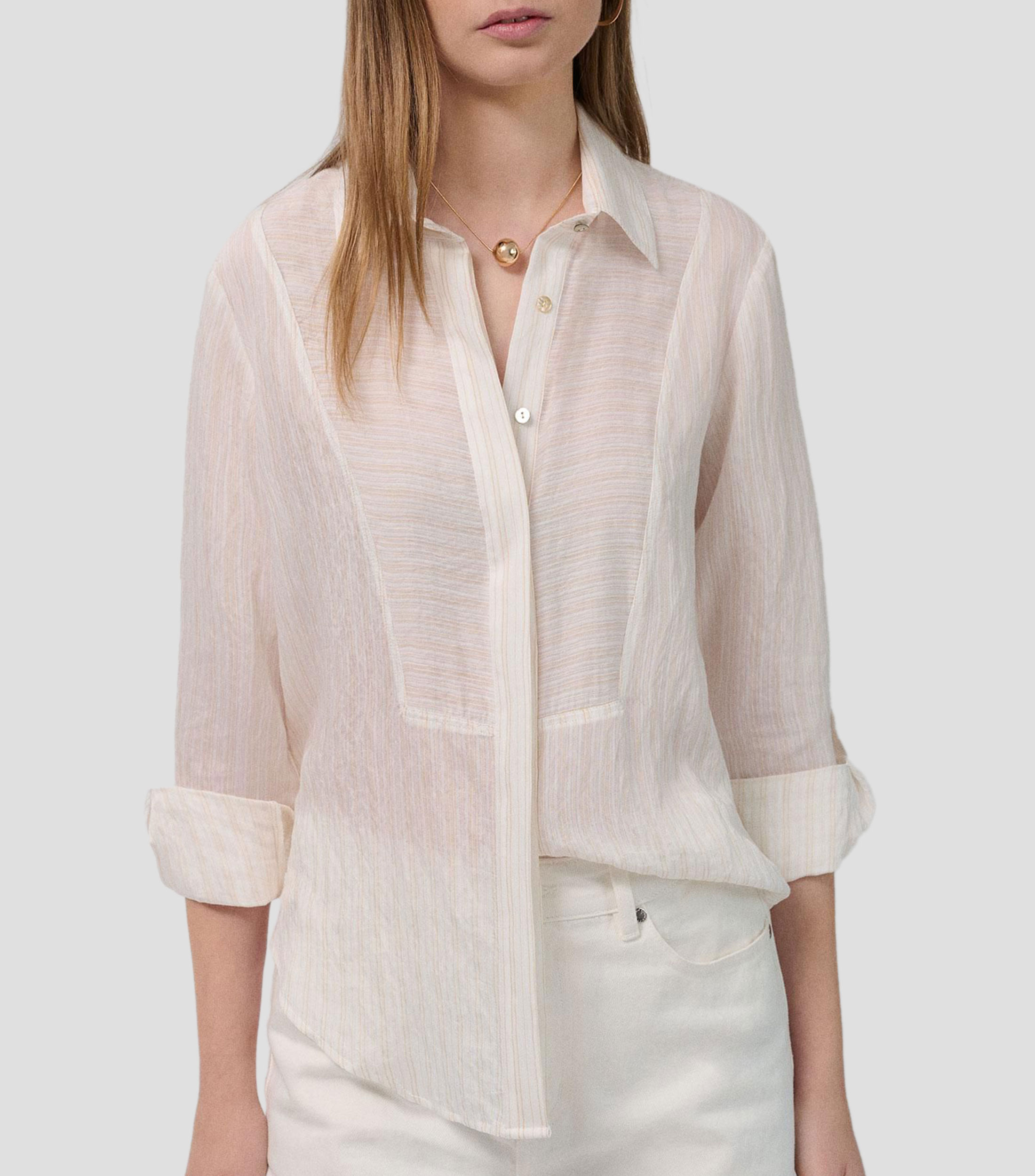 Blusa lisa manga larga Mujer